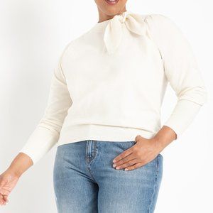 Cream Sweater with Tie Neck